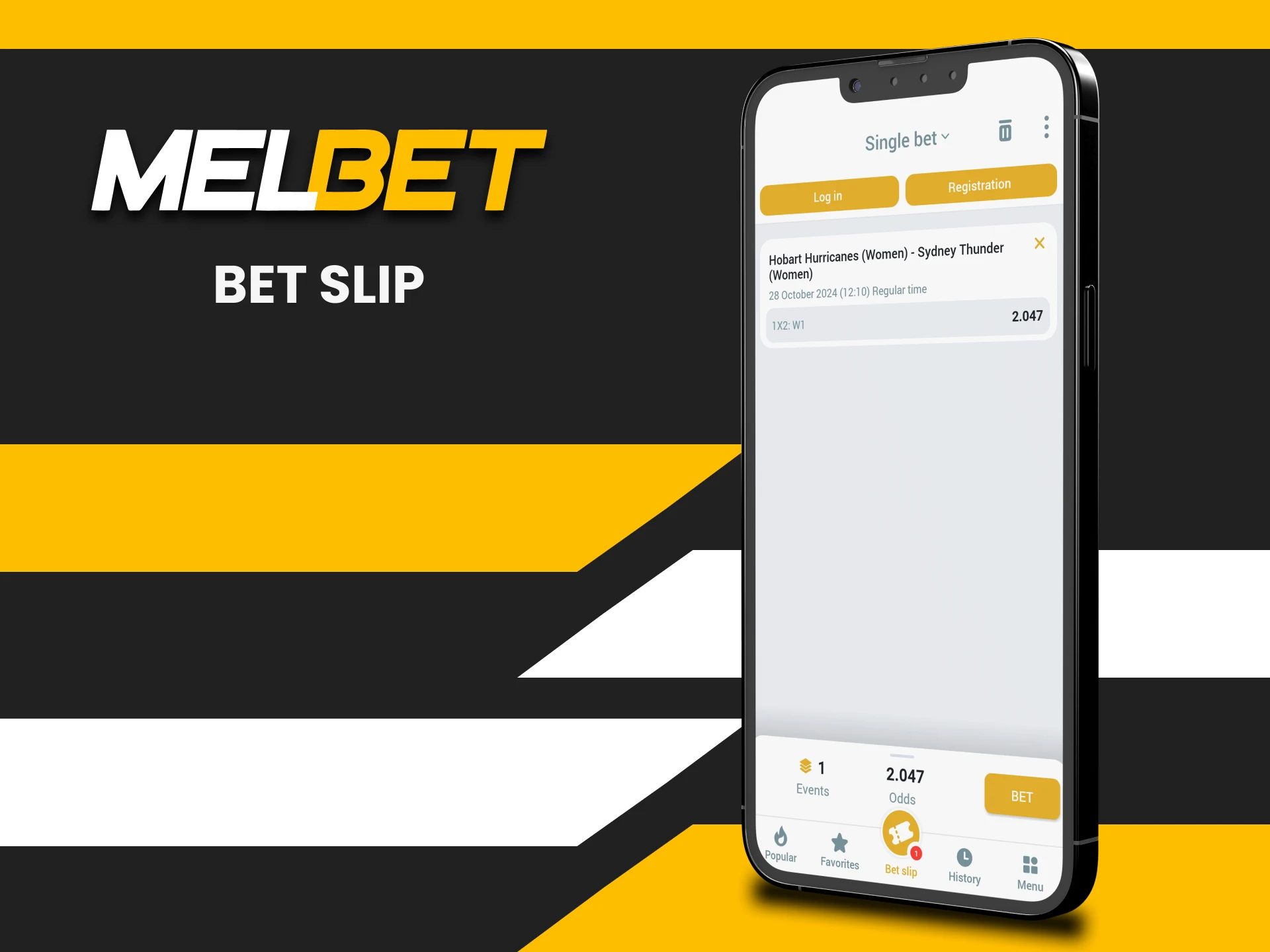 The Melbet betting app has a list of bets.