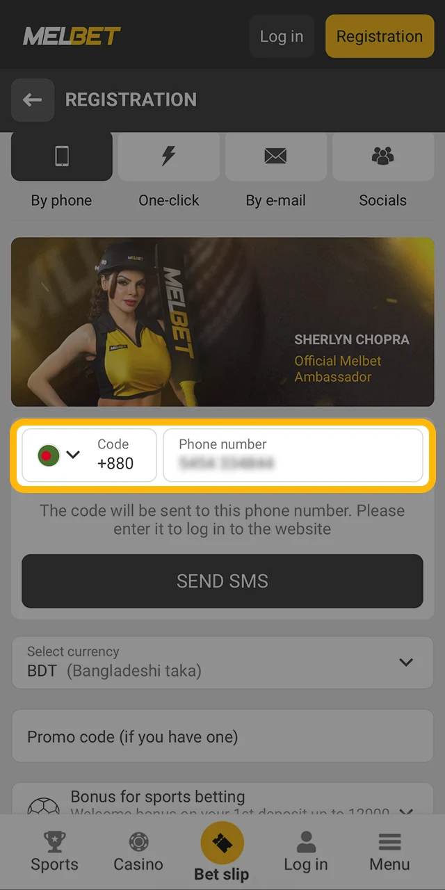 Fill in the fields and complete your registration at Melbet.