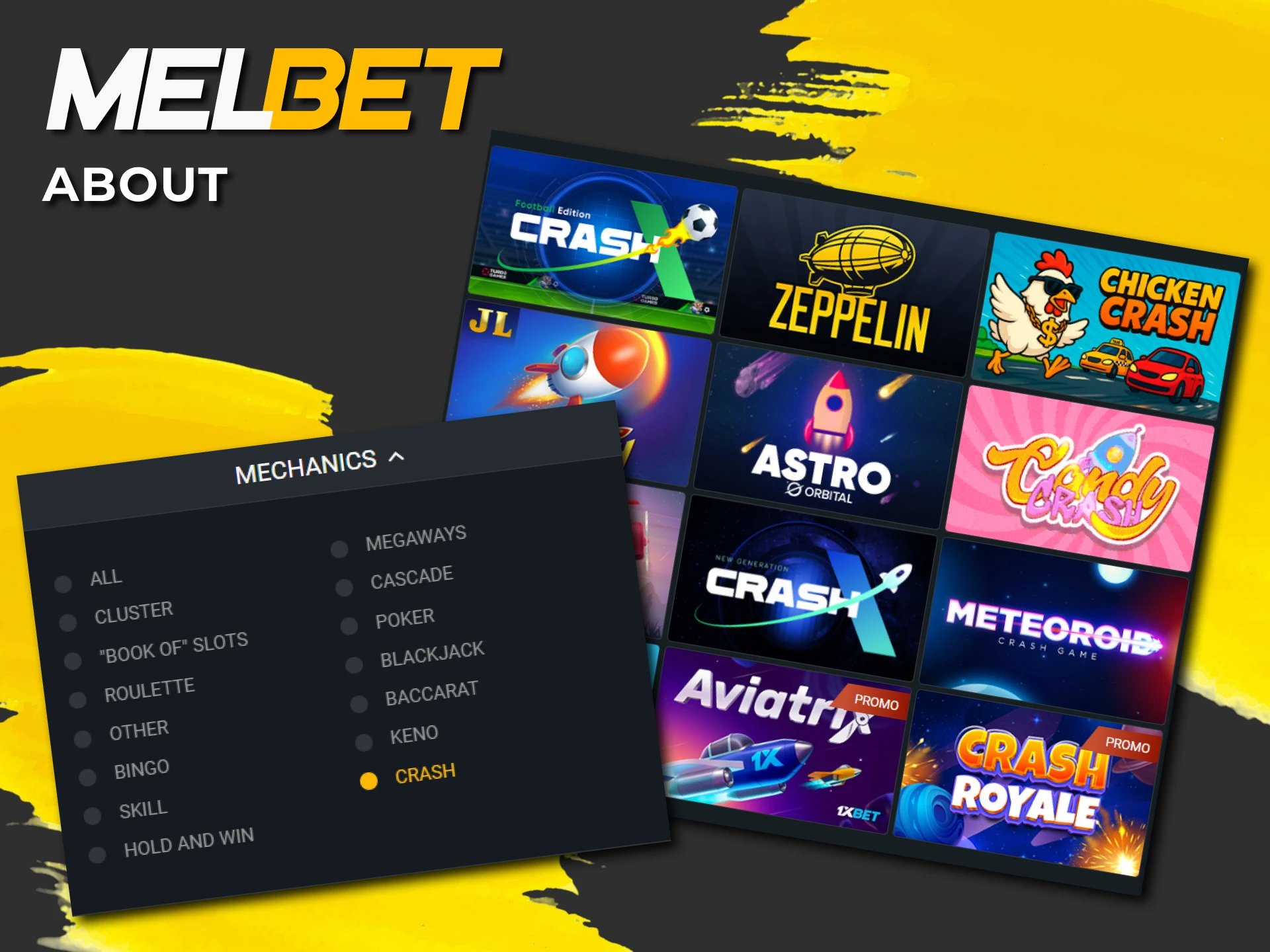 Find out what crash games are and which ones you can play at Melbet.
